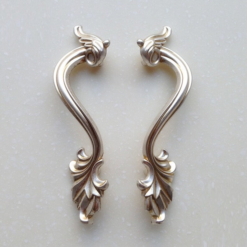 Vintage Cabinet Door Handles Pulls Antique Silver Bilateral Symmetry Dresser Drawer Pull Handle Furniture Hardware 76mm