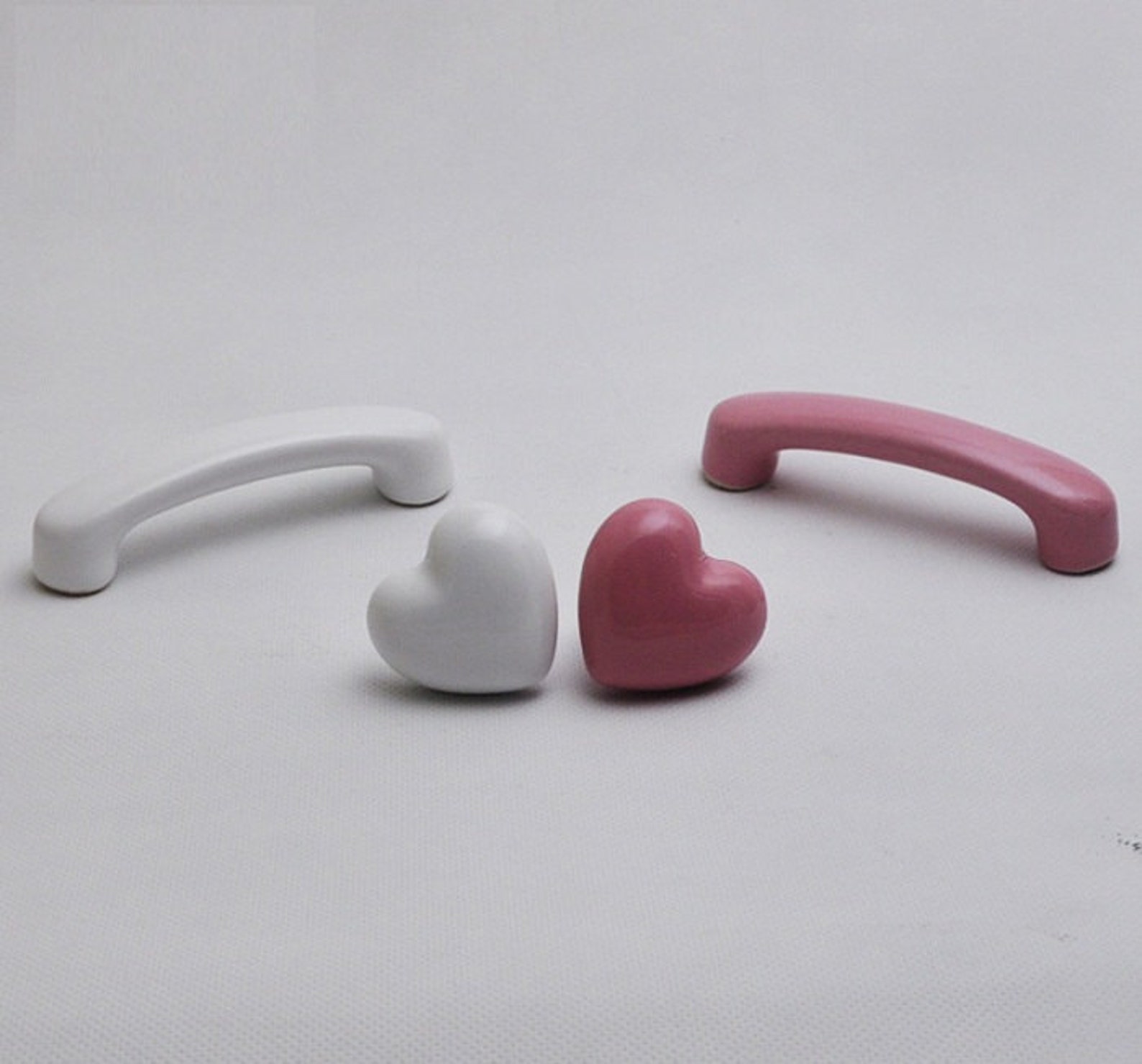 3 Pink Heart Dresser Knobs Pulls Drawer Pulls Handles Etsy