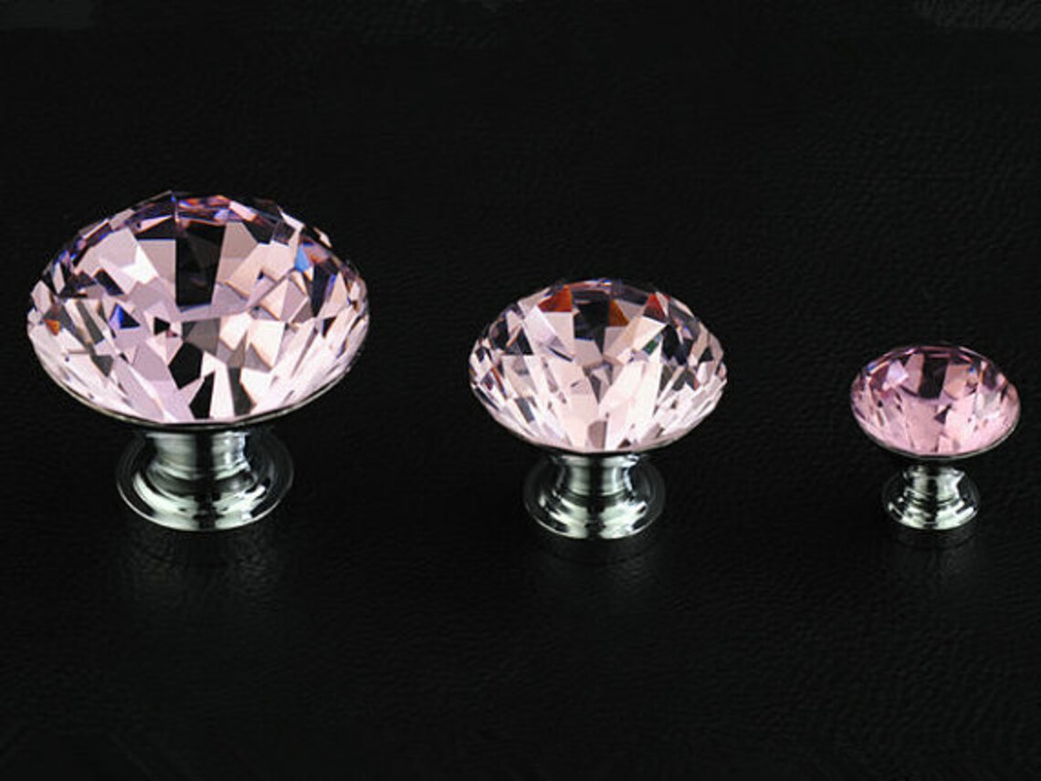 Knobs Pink Glass Knob / Crystal Knobs / Drawer Knobs / Dresser Etsy