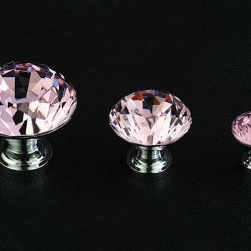 Knobs Pink Glass Knob / Crystal Knobs / Drawer Knobs / Dresser Etsy