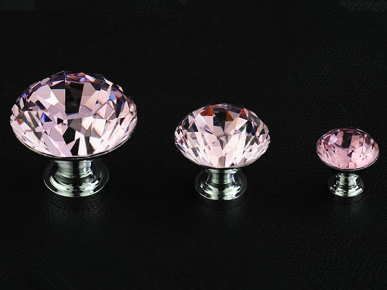 Knobs Pink Glass Knob / Crystal Knobs / Drawer Knobs / Dresser Etsy