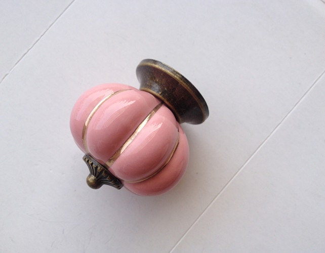Pink Knobs Pumpkin Knobs Kitchen Dresser Knob Drawer Etsy