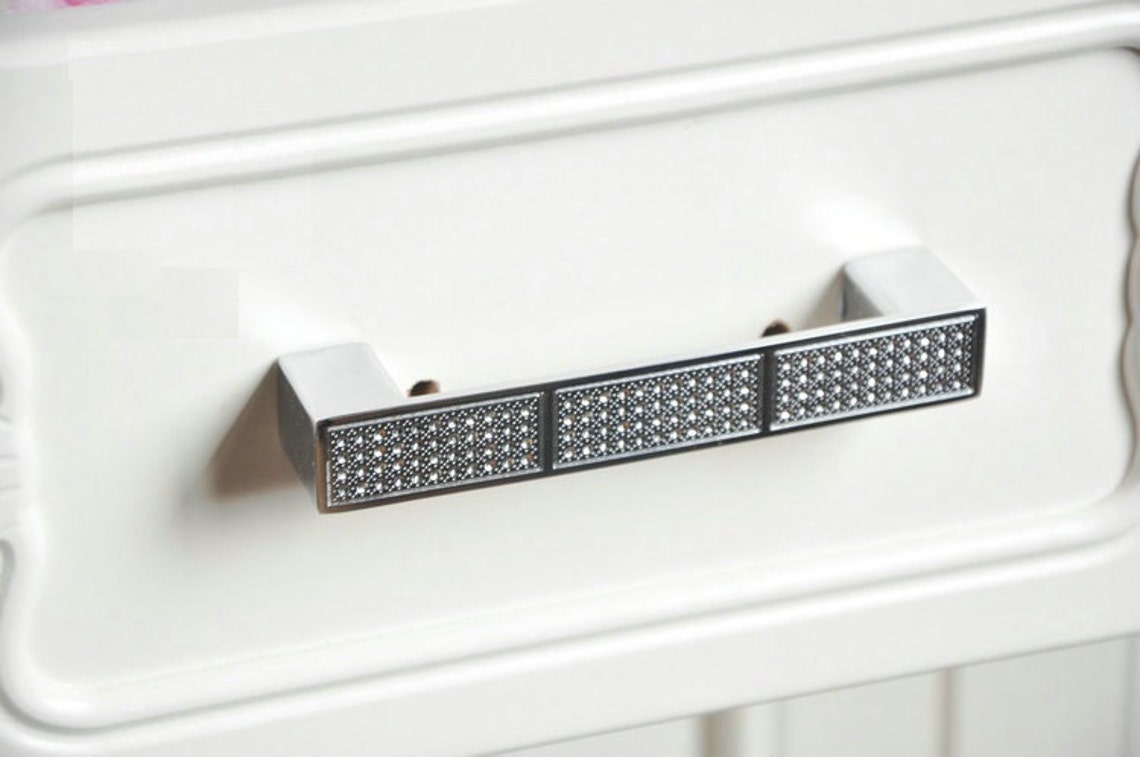 Silver Glass Dresser Pulls Handles Drawer Pull Handles / Etsy