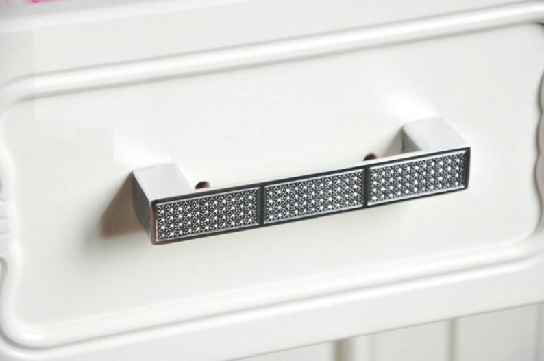 Silver Glass Dresser Pulls Handles Drawer Pull Handles / Etsy