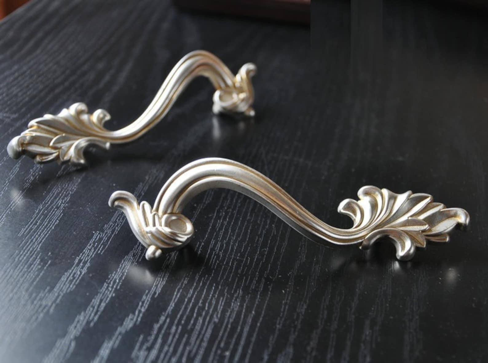 Vintage Style Door Handles Pulls Antique Silver Etsy