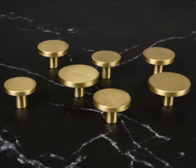 Round Brass Knobs Small Drawer Knobs Pulls Handles Etsy