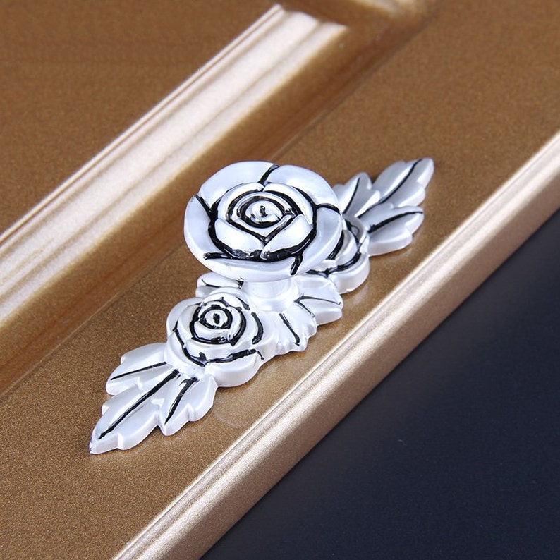 Rose Flower Knobs Drawer Knobs Pulls Handles Kitchen Etsy