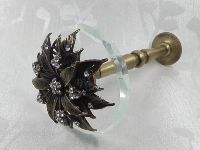 Glass Curtain Tiebacks Antique Brass Metal Decorative Wall Image 0