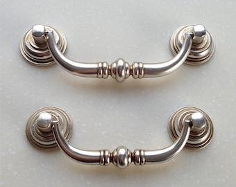 Dresser Pulls Handles Drop Drawer Pulls Handles Knobs Antique Silver Shabby Chic Kitchen Cabinet Handle Pull Vintage Furniture Hardware