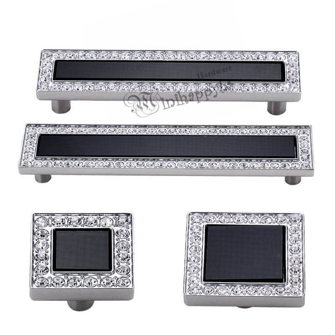 Black Glass Crystal Dresser Knobs Pulls Drawer Knob Pulls Etsy