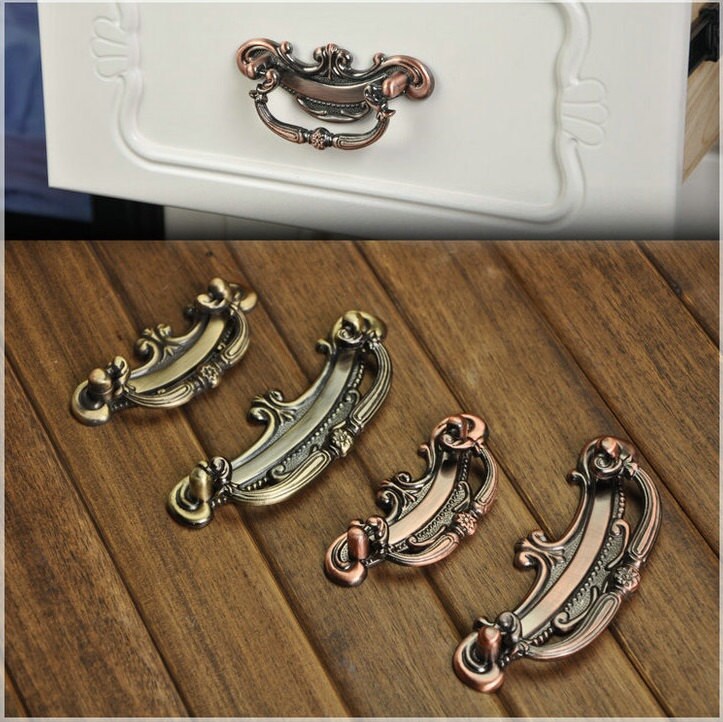 Vintage Style Dresser Pulls Handles Knobs Drop Ring Pulls Etsy