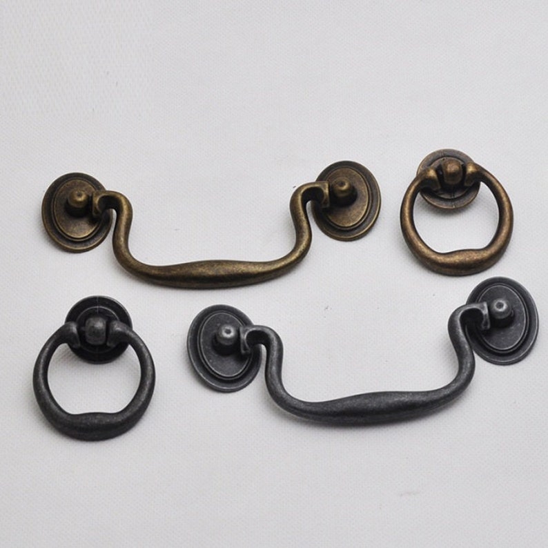 4antique Bronze Antique Black Bail Dresser Knobs Pulls Etsy