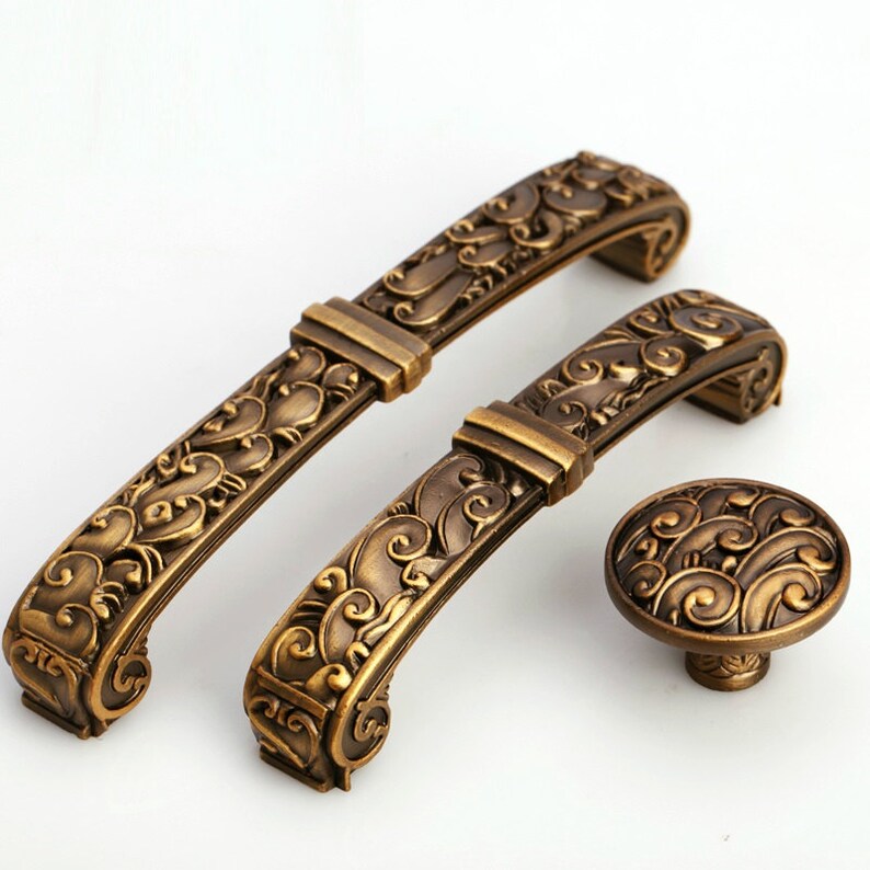 Dresser Drawer Pulls Handles Knobs Knob Embossed Metal Etsy