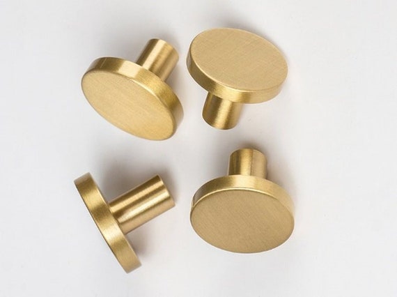 Round Brass Knobs Small Drawer Knobs Pulls Handles Cabinet Etsy
