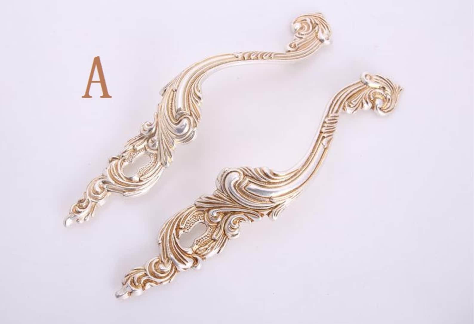 Shabby Chic Vintage Cabinet Door Handles Pulls Antique Silver - Etsy