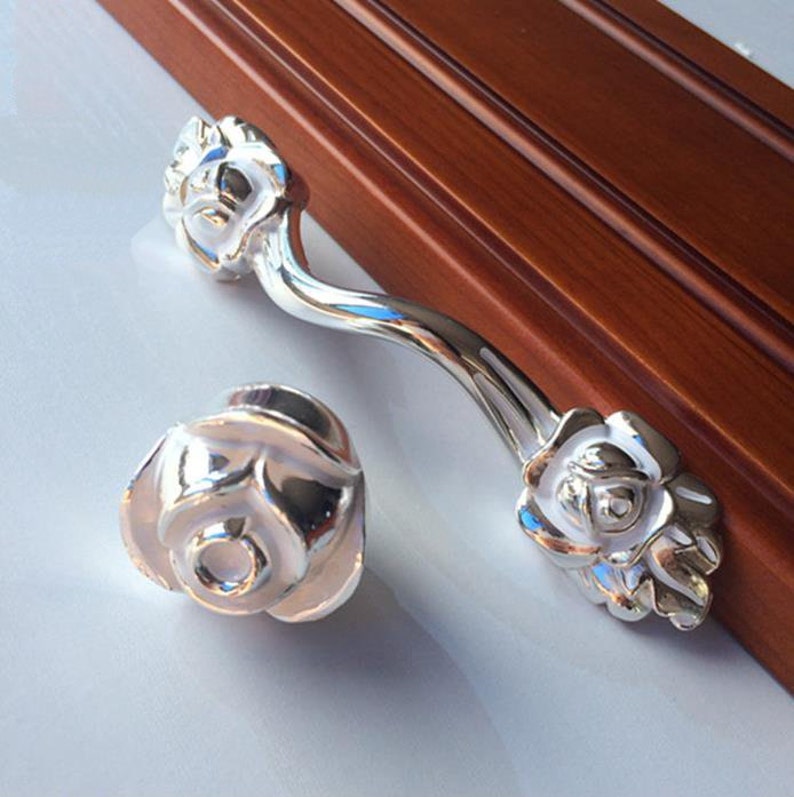 Rose Flower Dresser Knobs Pulls Drawer Knobs Pulls Handles Etsy
