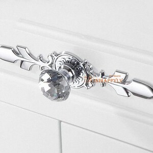 Glass Knobs Handles Dresser Knobs Pulls Crystal Drawer Knobs Pull Handles Cabinet Door Knobs Handle Pull Back Plate Bling Black Silver Clear image 6