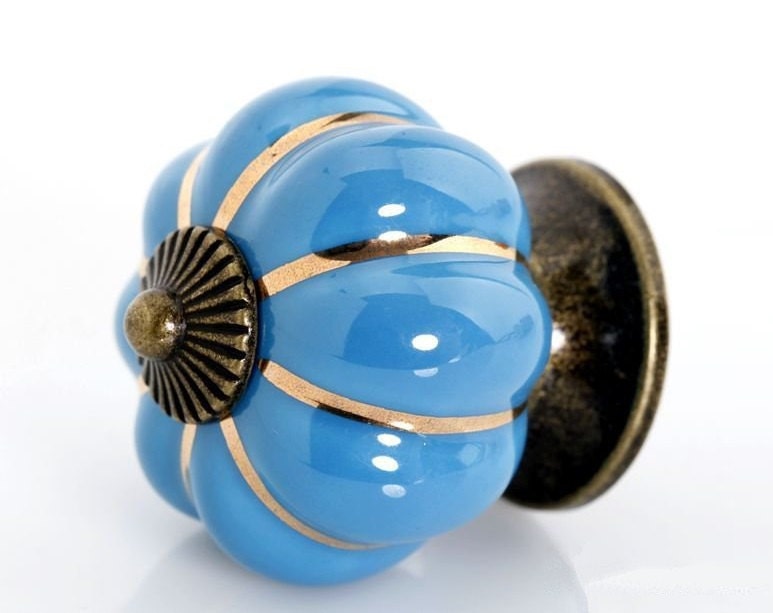 Blue Ceramic Drawer Knobs Dresser Knobs Pulls Handles Etsy