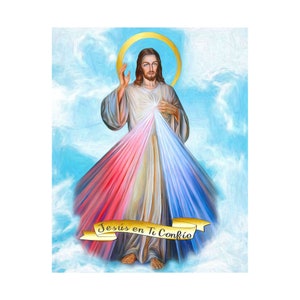 Spanish Jesus Divina Misericordia Cielo Azul Print Picture Poster