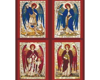 Erzengel Erzengel katholische Heilige Kunstdruck, St Michael, Gabriel, Raphael, Uriel (Digitaler Download)