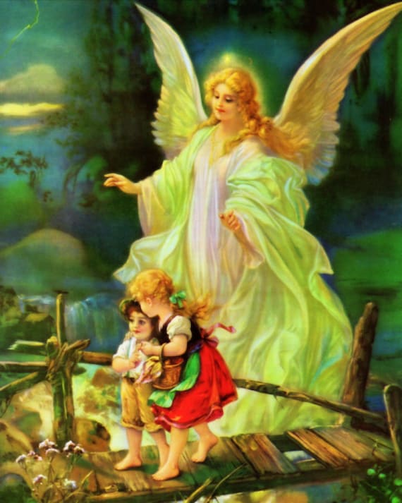 Angel De La Guarda Imagen Tradicional Etsy