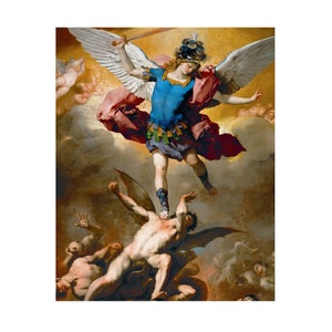 ONE (1) 8&quot;x10&quot; and ONE (1) 4&quot;x 6&quot; Digital DIY Print St Michael the Archangel Angel Catholic Saint Print Picture Poster 203
