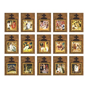 32&quot;x40&quot; 16&quot;x20&quot; and 8&quot;x10&quot; Multi Lot of 3 DIGITAL Catholic Stations of the Cross Collage Printable DOWNLOAD Pasion of Chirist