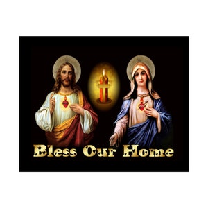 Sacred Heart Jesus Immaculate Heart Mary Home House Blessing Catholic Saint Poster