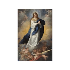 3 DIGITALE Downloads een 6 "x9" 12 "x18" en een 24 "x36" Onbevlekte Ontvangenis Hemelvaart Maagd Maria Murillo Afdrukbaar