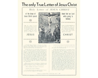 The True Letter Jesus Christ Replica is a copy of the original Blessed by Pope Leo Xlll 1890 Vintage Catholic