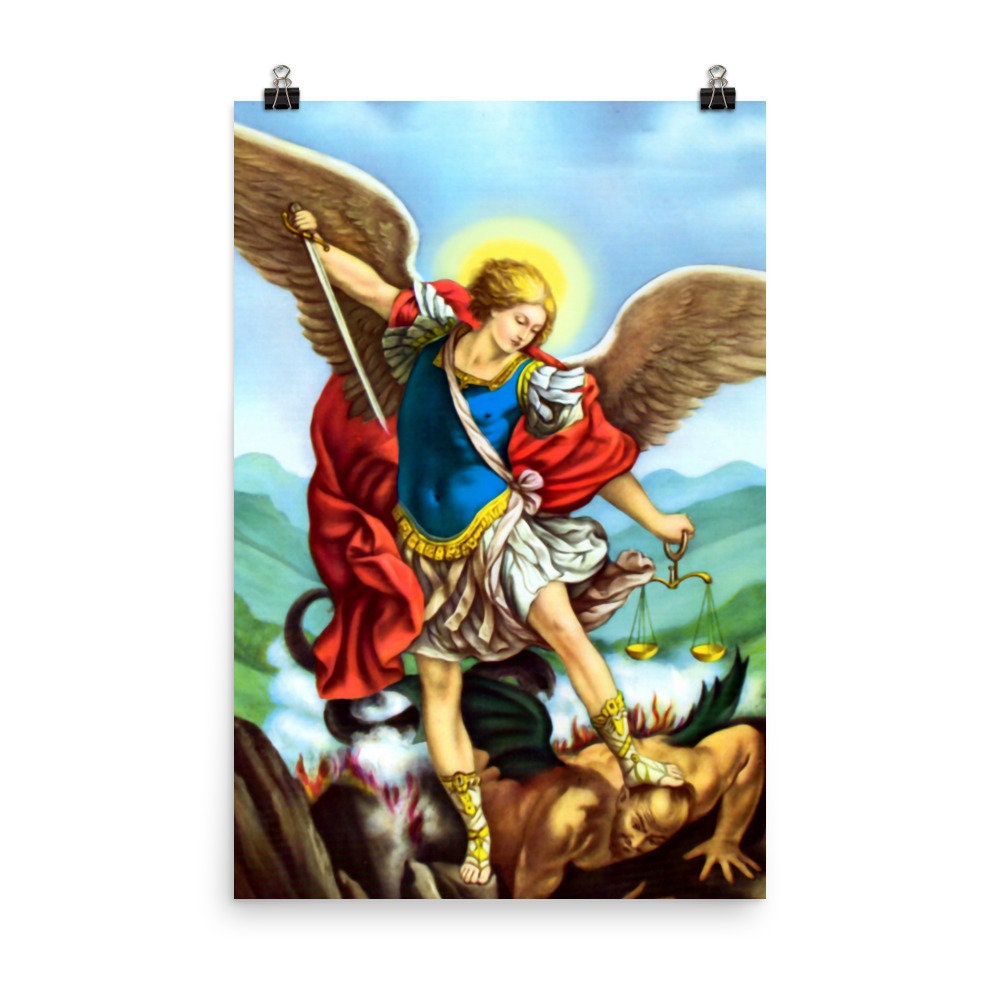 Saint Michael the Archangel Angel San Miguel Arcangel Print Picture