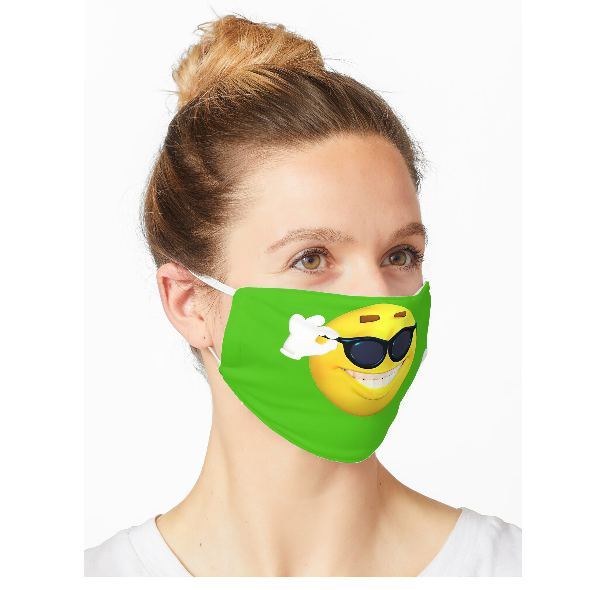 Function - Smiling Meme Face Emoji Face Mask Phone Text Smile Happy Yellow  Breathable Reusable Washable Cover Cloth Neck Gaiter Funny – Function Socks
