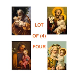4 DIGITAL Downloads 4”x 6” St Joseph and Child Jesus Catholic Saint Printable DIY