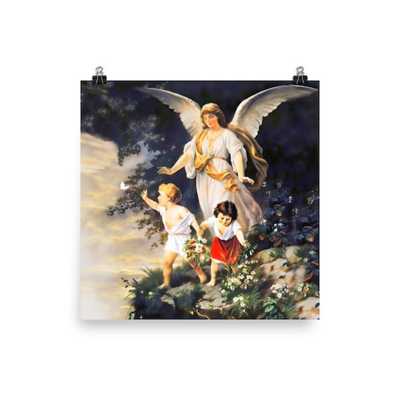 Guardian Angel by the Cliff by Bernhard Plockhorst Poster - Etsy