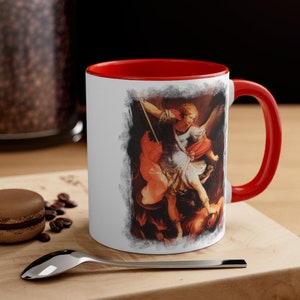 St Saint Michael the Archangel Catholic Angel Reni Accent Coffee Mug, 11oz