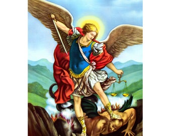 16&quot;x20&quot; 8&quot;x10&quot; and 4&quot;x5&quot; Lot of 3 Digital DIY Print St Michael the Archangel Angel Catholic Saint Print Picture Poster 200