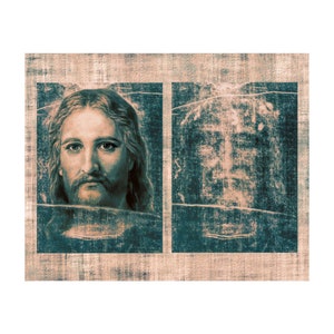 8&quot;x10&quot; DIGITAL The Shroud of Turin Holy Face of Jesus Negative Crucifix Crucifixion Catholic Art DIY Poster Digital Printable Picture