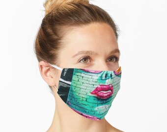 Graffiti Smile Face Lips Mask Face Cover