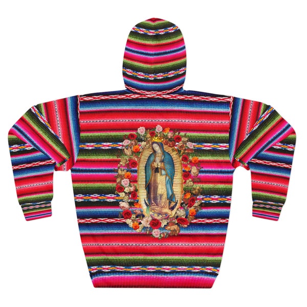 Nuestra Señora de Guadalupe México Mexicano Zarape Rosas Sudadera con capucha unisex