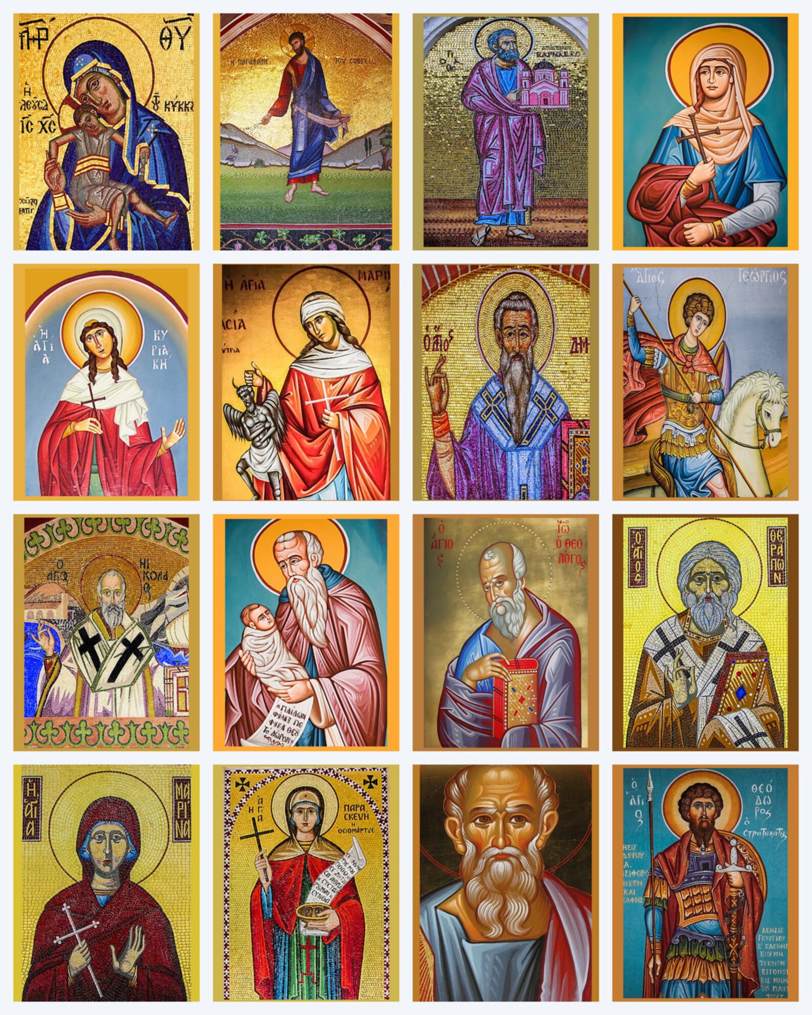 Catholic Icons Collage Art Print Jesus Virgin Mary Saints digital 