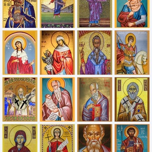 8&quot;x10&quot; DIY DIGITAL DOWNLOAD Catholic Icons of Jesus, Virgin Mary & Saints 16 image Collage on an Printable Art Print