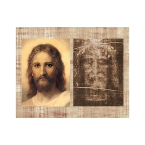 16&quot;x20&quot; 8&quot;x10&quot; and 4&quot;x5&quot; Lot of 3 DIGITAL Jesus Holy Face and Shroud of Turin DIY Poster Digital Printable Picture