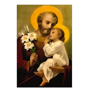 24&quot;x36&quot; Digital DIY Print St Joseph and Child Jesus Catholic Print Picture Poster