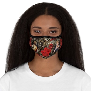 Sacred Heart of Jesus and Immaculate Heart of Mary Fitted Polyester Face Mask