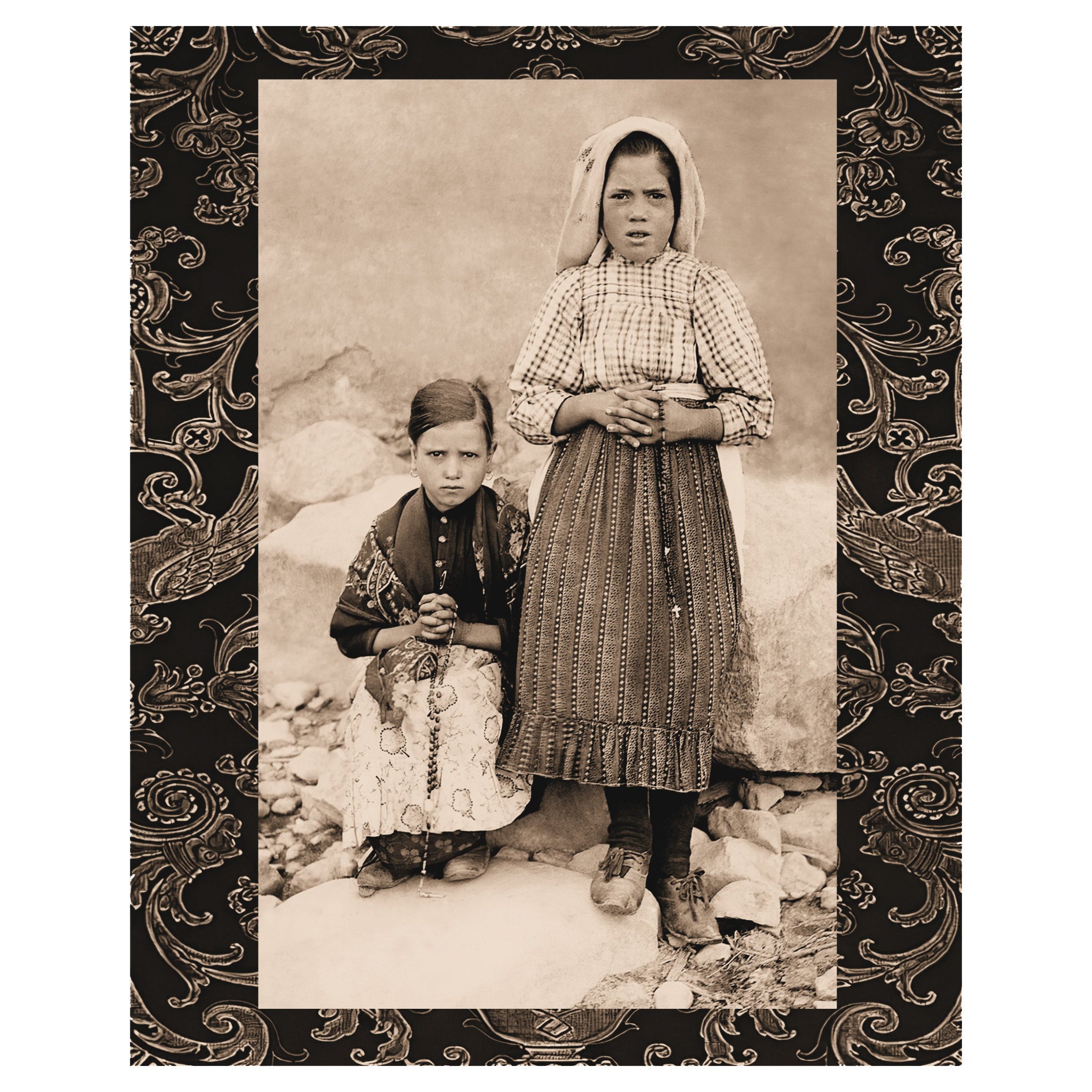 8"x10" DIY DIGITAL DOWNLOAD Our Lady of Fatima Lucia Dos Santos & Jacinta Marto Printable Image