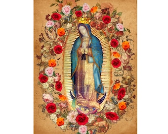 Our Lady of Guadalupe Roses 206 Tilma Replica Print Picture Poster