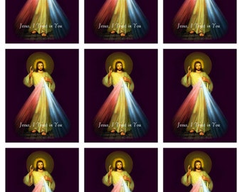 8&quot;x10&quot; Digital DIY Print Divine Mercy Jesus Printable Sheet of 9 Catholic images