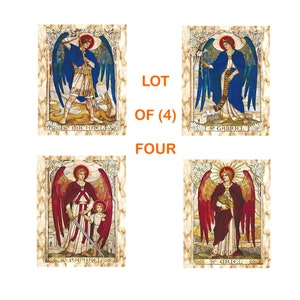8&quot;x10&quot; DIGITAL Archangels Michael Gabriel Raphael and Uriel Icon Angel Lot of 4 DIY Poster Digital Printable Picture A-101121