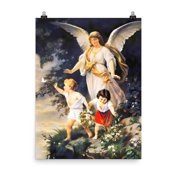 Guardian Angel by the Cliff by Bernhard Plockhorst Poster - Etsy