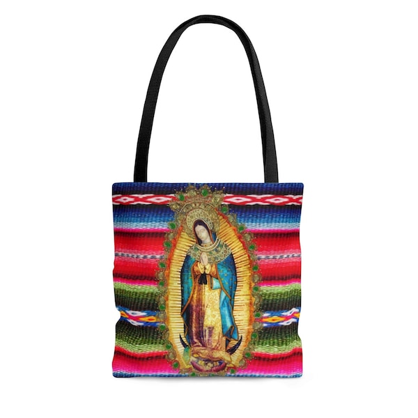 Nuestra Señora de Guadalupe Virgen Mexicana María Azteca México Zarape AOP Tote Bag